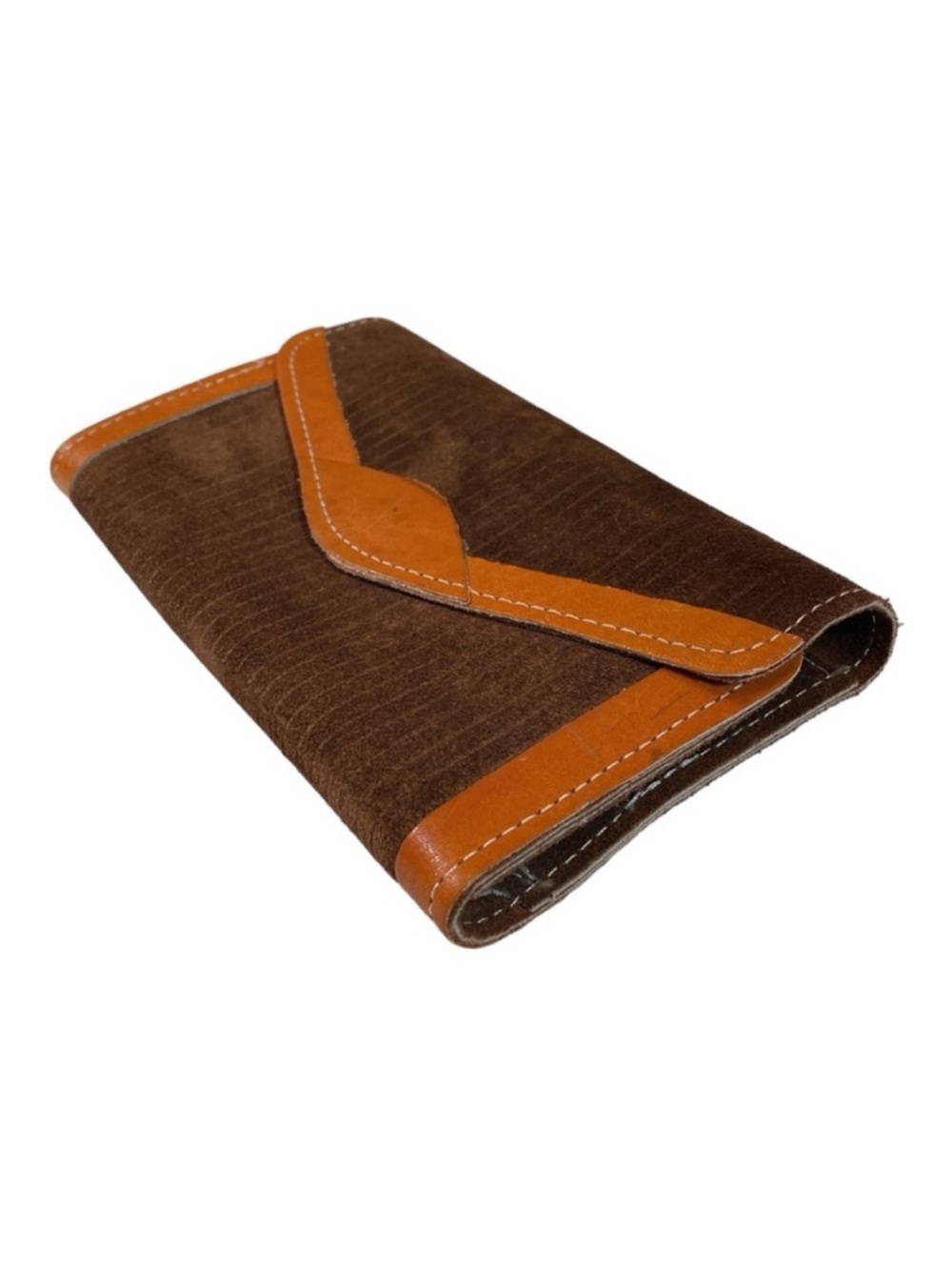 Leather and Suede Tri Fold Wallet
